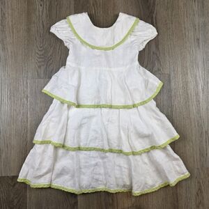 Jack & Teddy 100% Linen Ruffle Dress Size 4